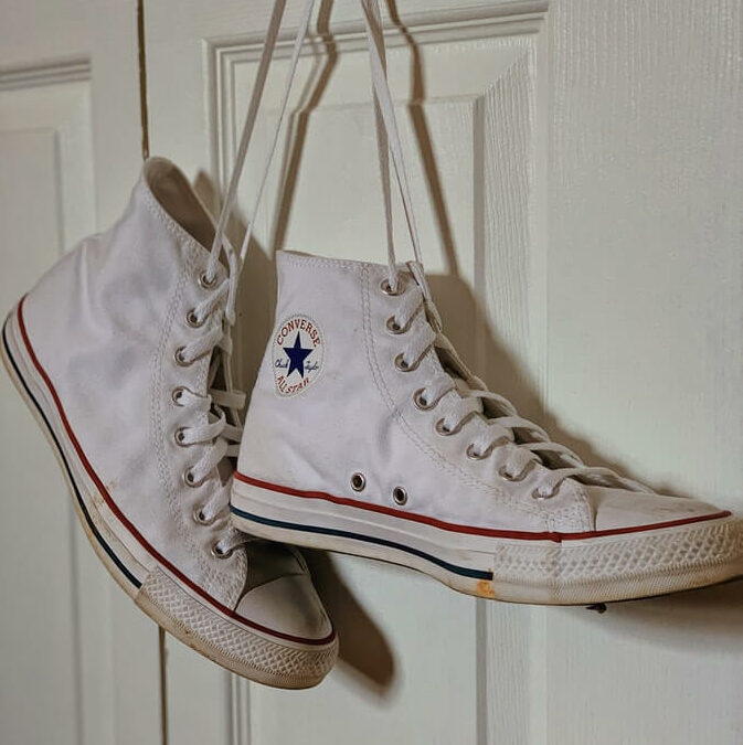 white converse in washing machine