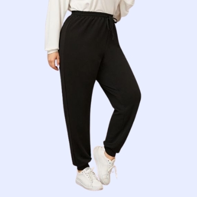 SheIn Plus Drawstring Waist Embroidered Detail Joggers