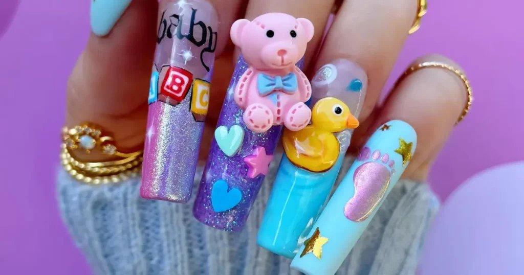 gender reveal nail ideas