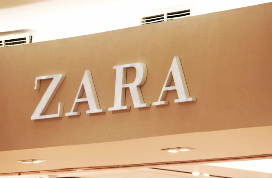 close up of a zara sign in white letters outside the store