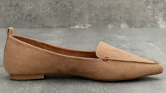 Lulu’s Emmy Camel Suede Pointed Loafers