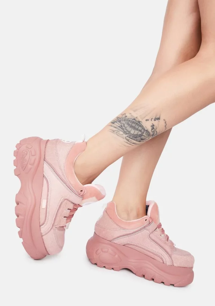 Buffalo London Pink Classic Low Fur Sneakers