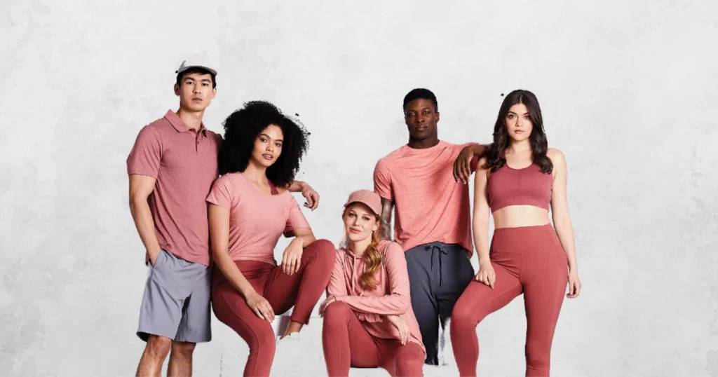 group of men and women wearing different shades of pink activewear from 32 Degrees