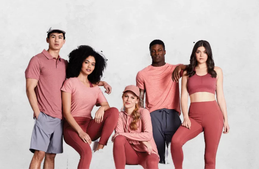 group of men and women wearing different shades of pink activewear from 32 Degrees