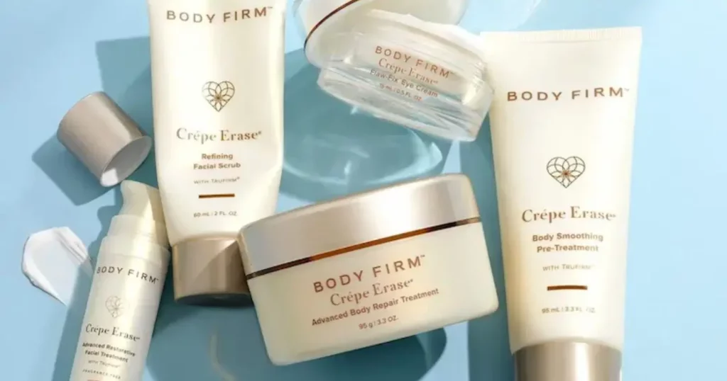 several different white containers of Crepe Erase Body Firm products