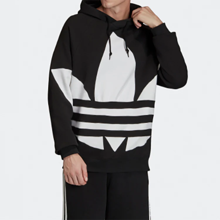 Men's adidas originals Large Logo Drawstring Black Pullover Hoodie