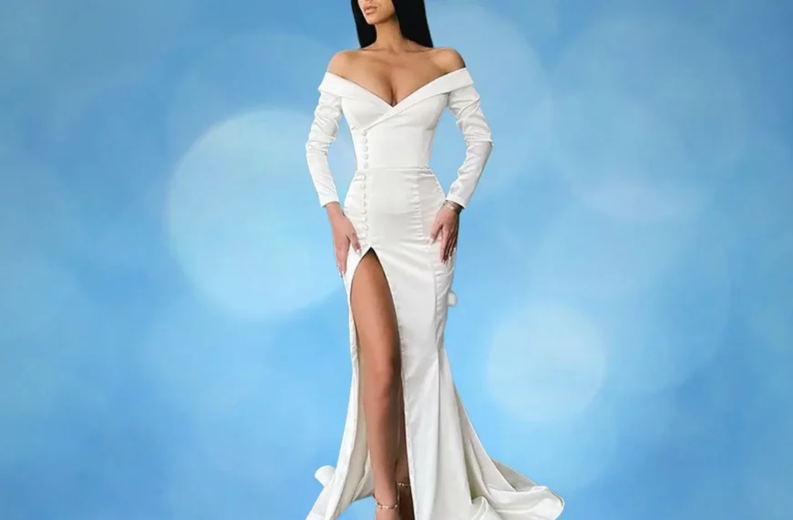 woman wearing long white dress from Ericdress