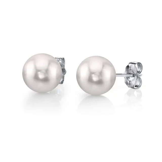 7.0-7.5mm White Akoya Round Pearl Stud Earrings
